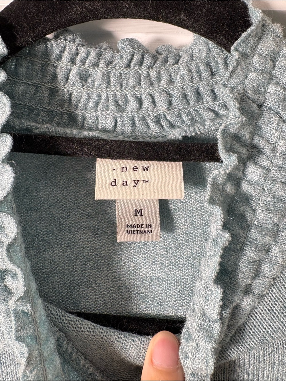 A New Day Smocked Ruffle Mock Neck Pullover Lightweight Sweater - Picture 4 of 5